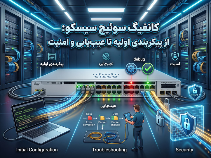 کانفیگ سوئیچ سیسکو: از پیکربندی اولیه تا عیب یابی و امنیت