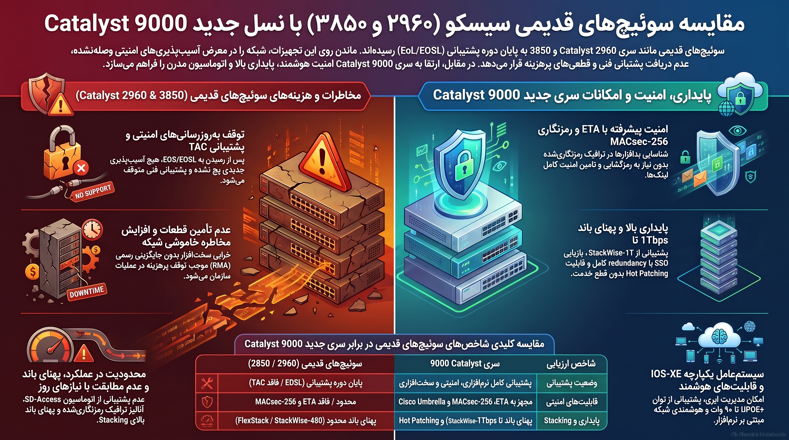 خطرات سوئیچ 2960 و 3850 (EOL) | راهنمای ارتقا به کاتالیست 9200|9300