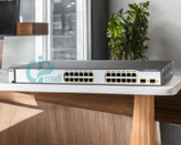 سوئیچ سیسکو ۲۴ پورت 10/100 مدل WS-C3750-24PS-S با قابلیت PoE و دو پورت SFP