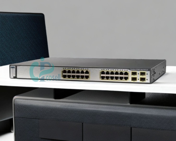 سوئیچ سیسکو ۲۴ پورت گیگابیت PoE مدل WS-C3750G-24PS-S با ۴ پورت SFP