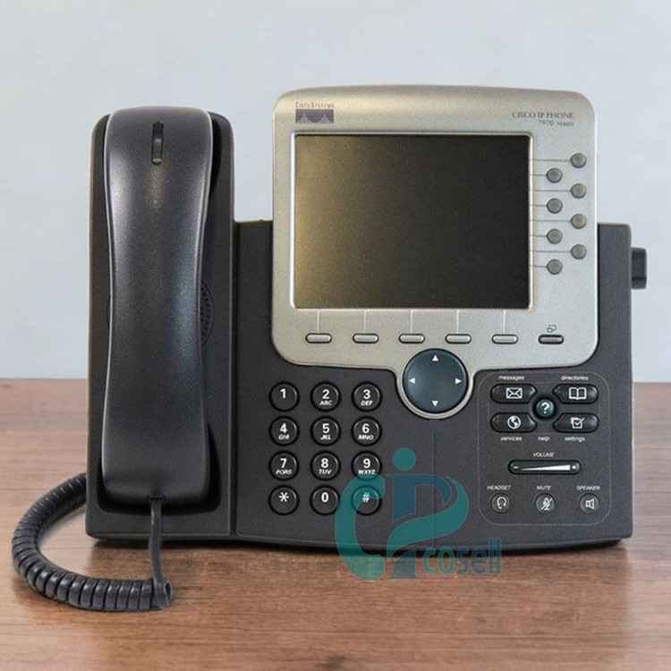 تلفن آیپی سیسکو CP-7970G با نمایشگر رنگی لمسی، ۸ کلید قابلیت، دو پورت شبکه و PoE