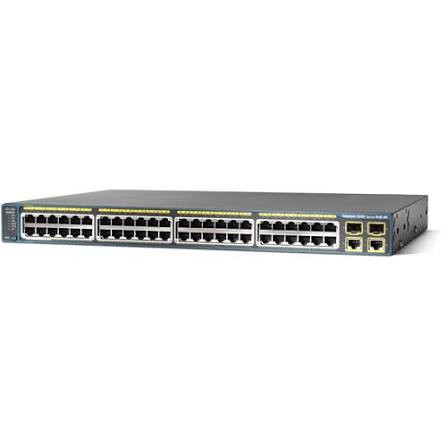 سوئیچ سیسکو WS-C2960+48PST-L با ۴۸ پورت PoE و آپلینک گیگابیت