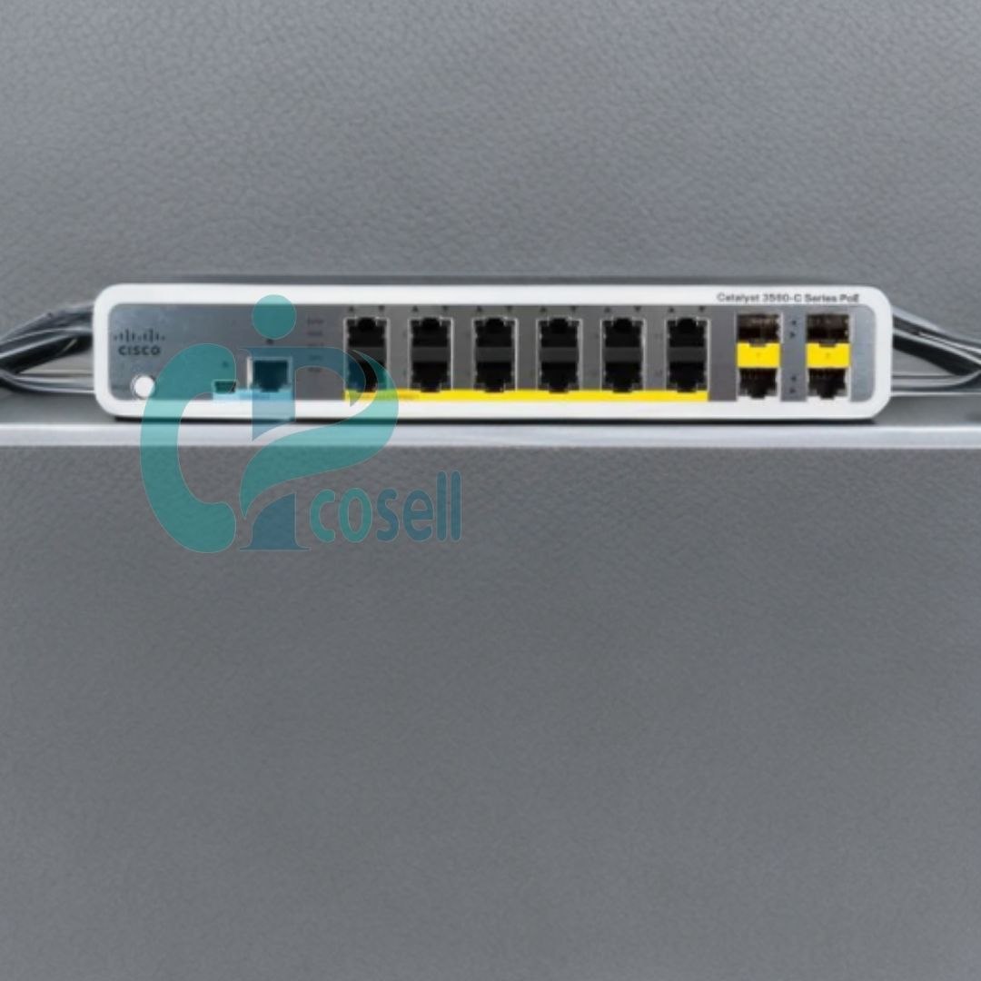 سوئیچ سیسکو WS-C3560C-12PC-S با ۱۲ پورت PoE+ و چهار آپلینک گیگابیت RJ45 و S