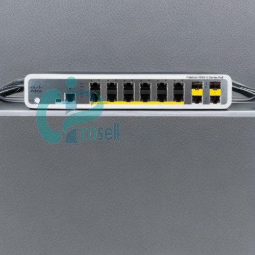 سوئیچ سیسکو WS-C3560C-12PC-S با ۱۲ پورت PoE+ و چهار آپلینک گیگابیت RJ45 و S
