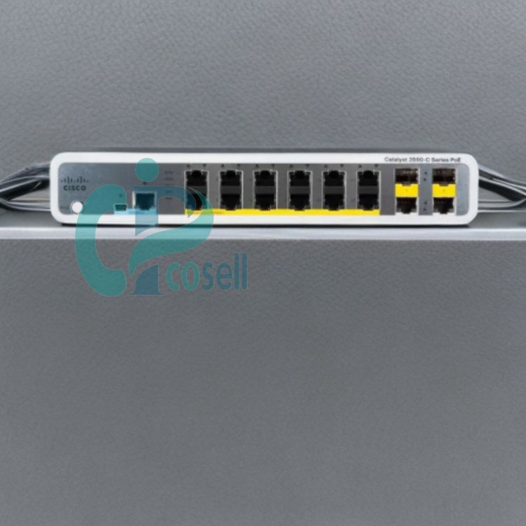 سوئیچ سیسکو WS-C3560C-12PC-S با ۱۲ پورت PoE+ و چهار آپلینک گیگابیت RJ45 و S