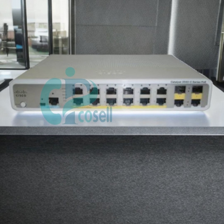 سوئیچ سیسکو WS-C3560C-12PC-S با ۱۲ پورت PoE+ و چهار آپلینک گیگابیت RJ45 و S